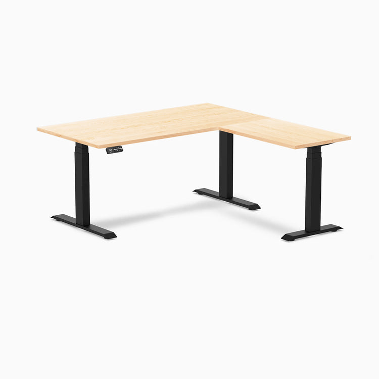 Desky Hardwood L-Shape Sit Stand Desk