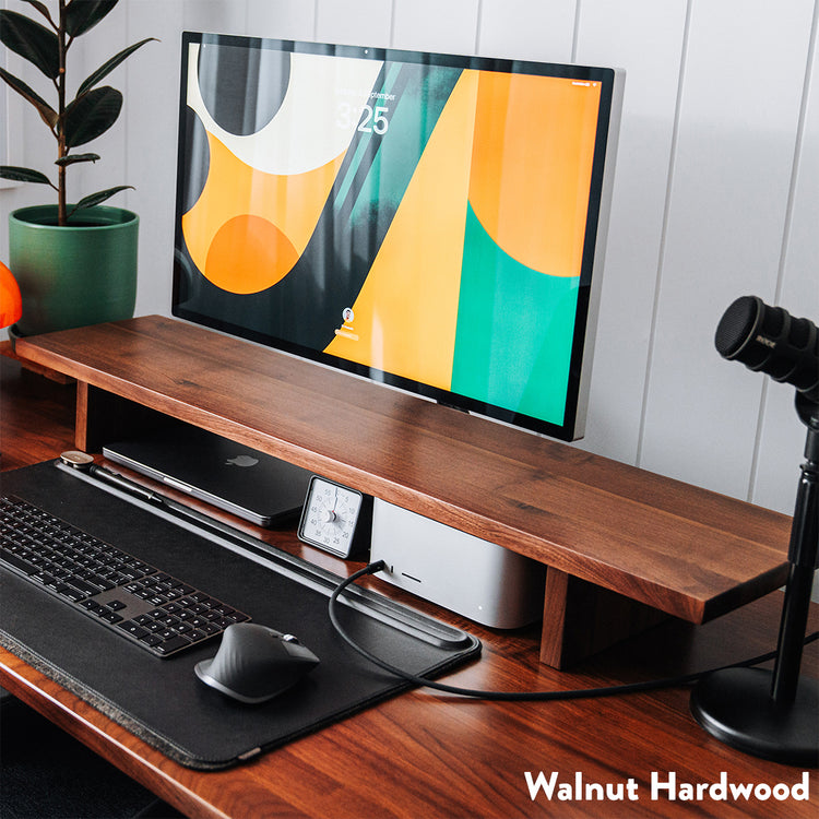 hardwood walnut desky wooden monitor stand