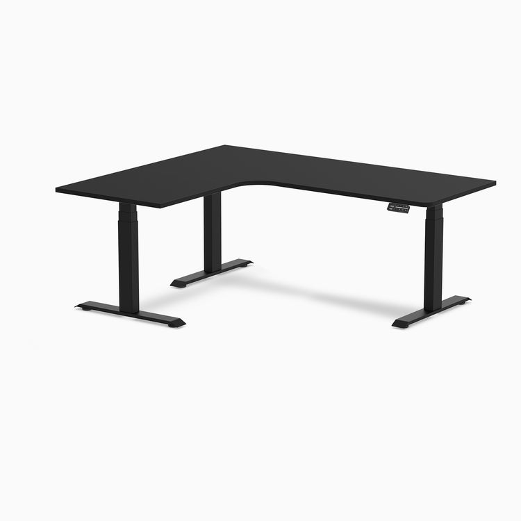 Desky L-Shape Curved Laminate Sit Stand Desk