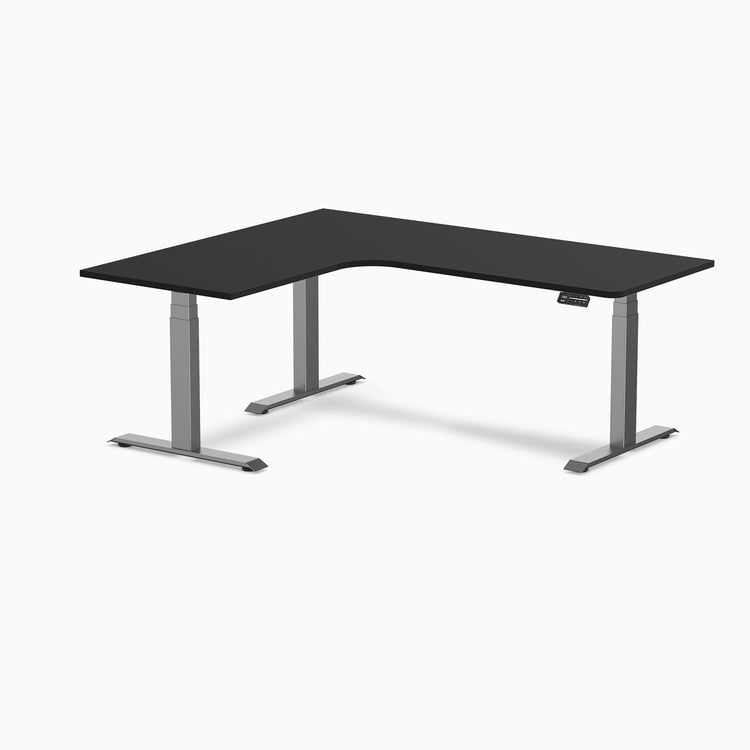 Desky L-Shape Curved Laminate Sit Stand Desk