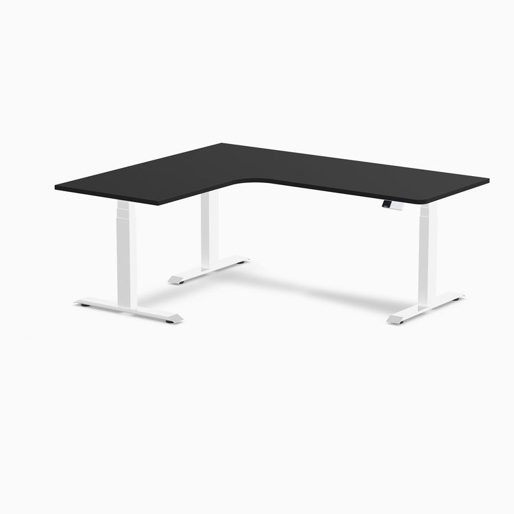 Desky L-Shape Curved Laminate Sit Stand Desk
