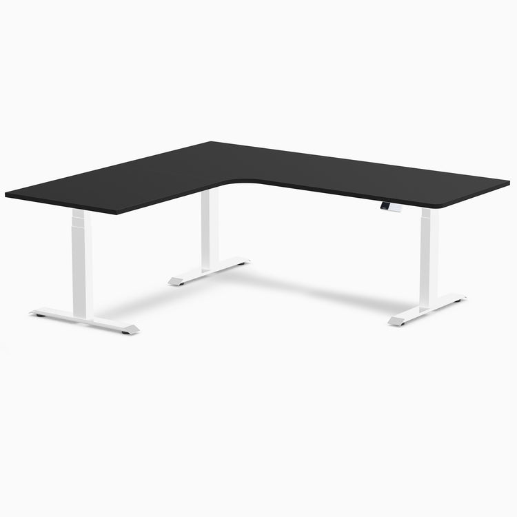 Desky L-Shape Curved Laminate Sit Stand Desk