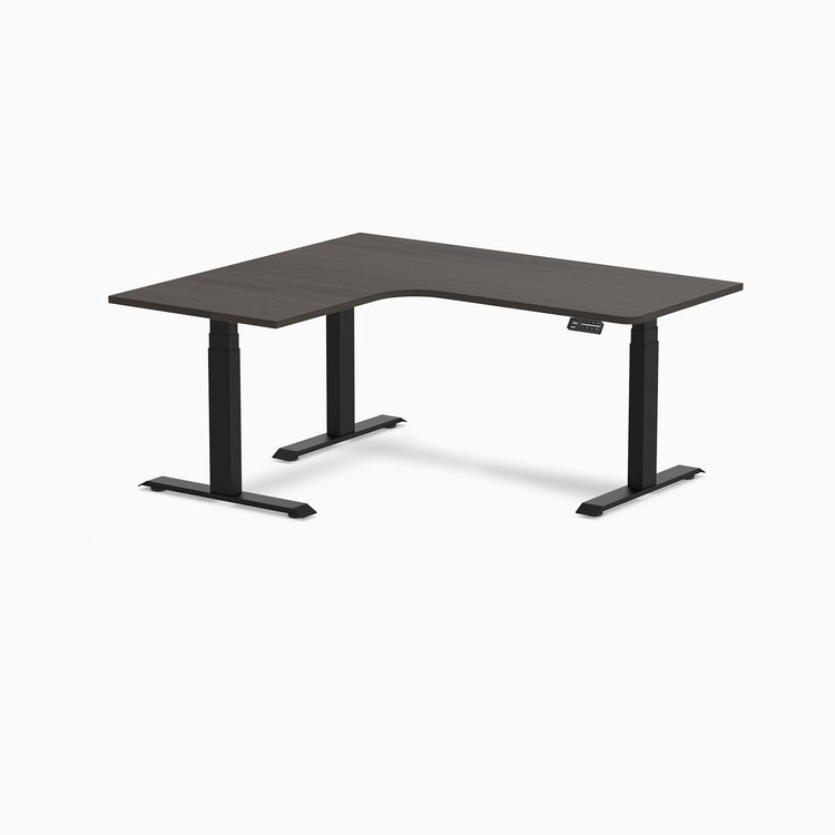Desky L-Shape Curved Laminate Sit Stand Desk