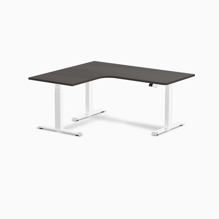 Desky L-Shape Curved Laminate Sit Stand Desk