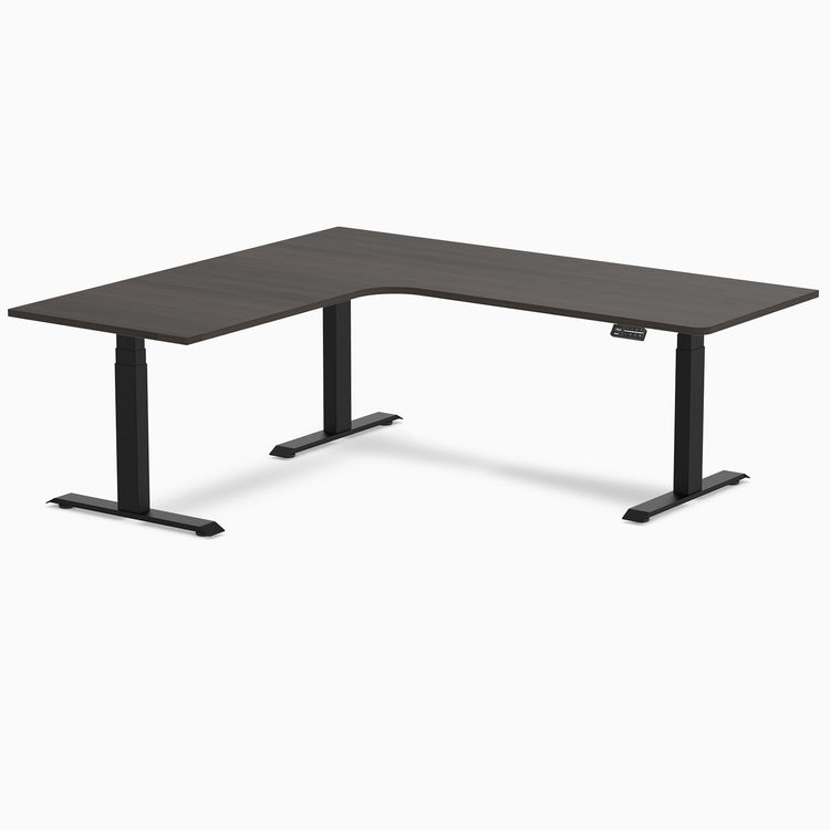 Desky L-Shape Curved Laminate Sit Stand Desk