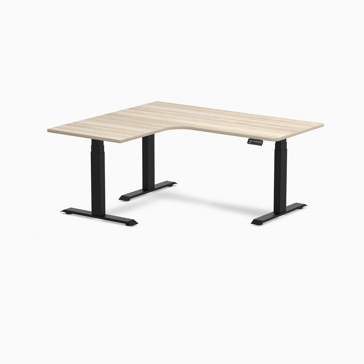 Desky L-Shape Curved Laminate Sit Stand Desk