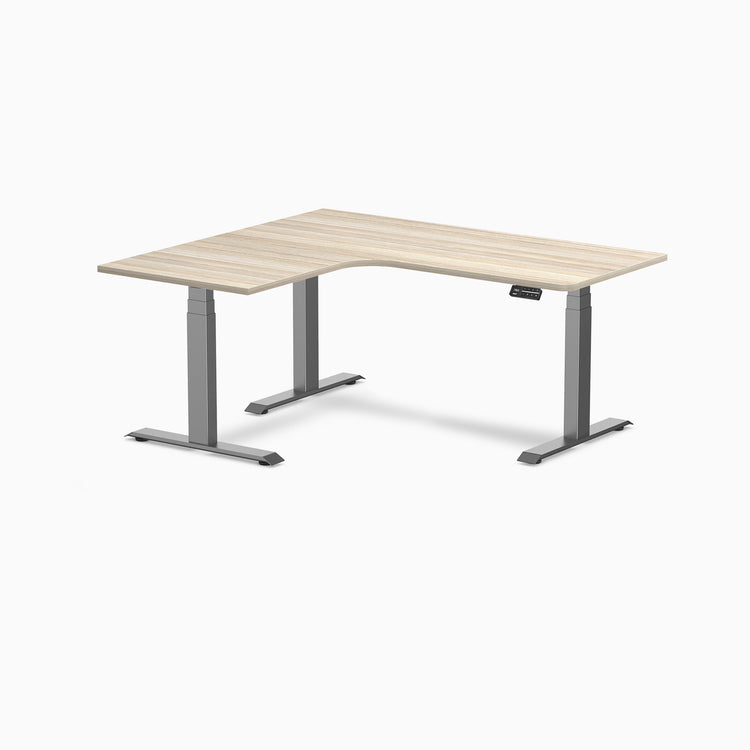 Desky L-Shape Curved Laminate Sit Stand Desk