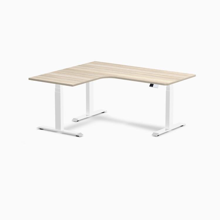 Desky L-Shape Curved Laminate Sit Stand Desk