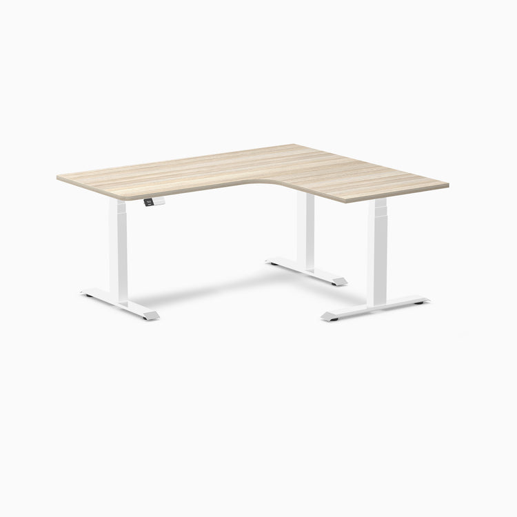 Desky L-Shape Curved Laminate Sit Stand Desk