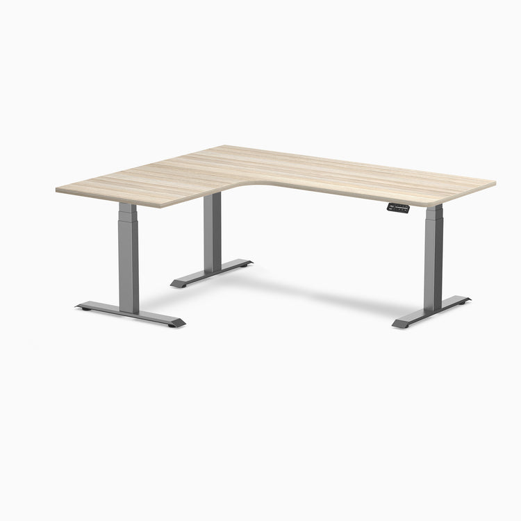 Desky L-Shape Curved Laminate Sit Stand Desk