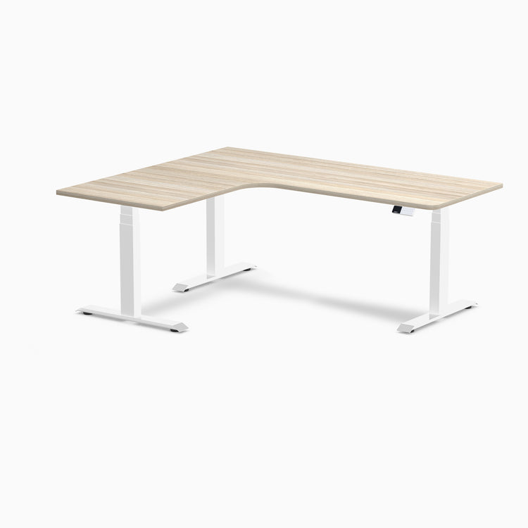 Desky L-Shape Curved Laminate Sit Stand Desk