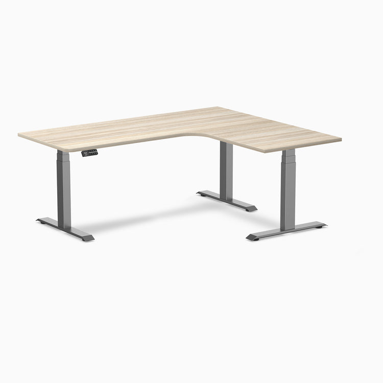 Desky L-Shape Curved Laminate Sit Stand Desk
