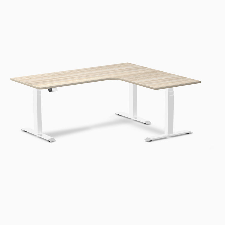 Desky L-Shape Curved Laminate Sit Stand Desk