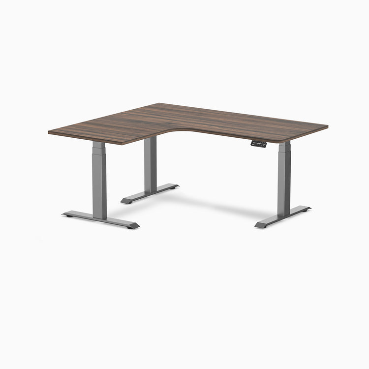 Desky L-Shape Curved Laminate Sit Stand Desk