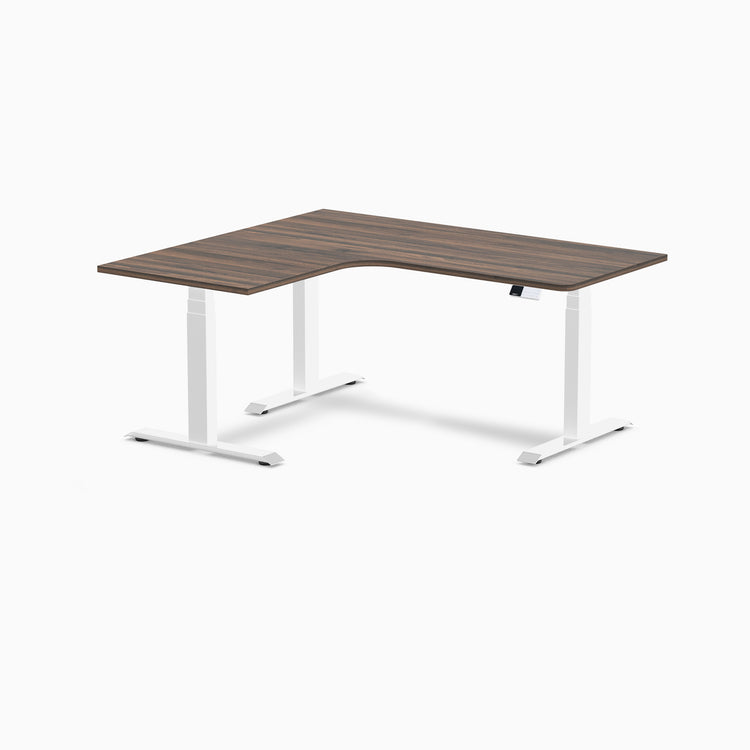 Desky L-Shape Curved Laminate Sit Stand Desk