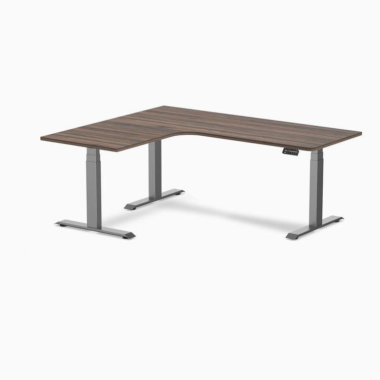 Desky L-Shape Curved Laminate Sit Stand Desk