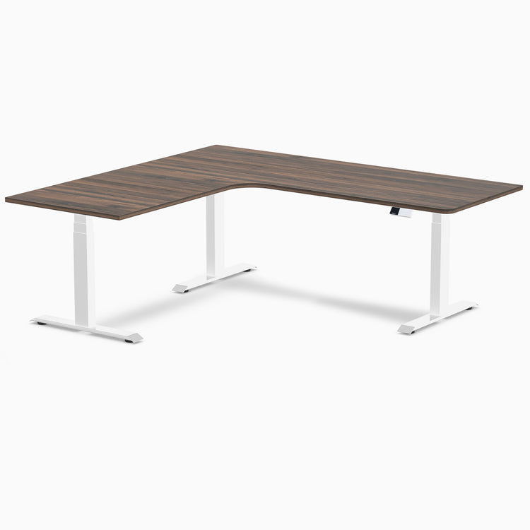 Desky L-Shape Curved Laminate Sit Stand Desk