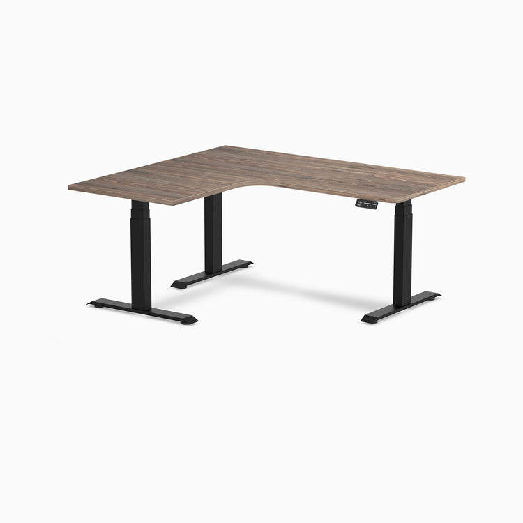 Desky L-Shape Curved Laminate Sit Stand Desk