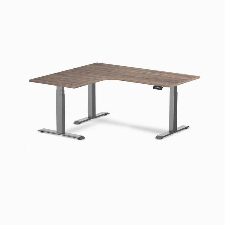 Desky L-Shape Curved Laminate Sit Stand Desk