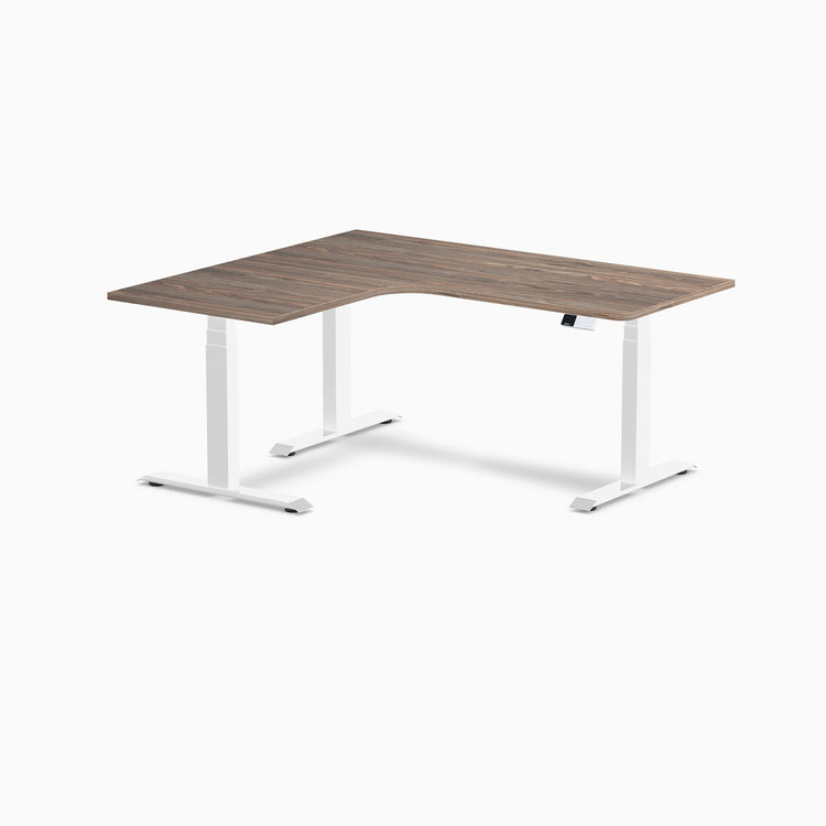 Desky L-Shape Curved Laminate Sit Stand Desk