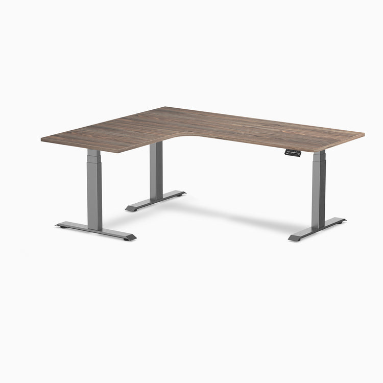 Desky L-Shape Curved Laminate Sit Stand Desk