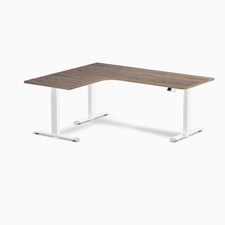 Desky L-Shape Curved Laminate Sit Stand Desk