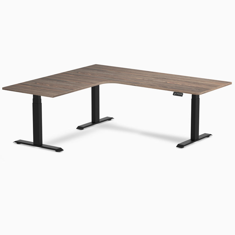 Desky L-Shape Curved Laminate Sit Stand Desk