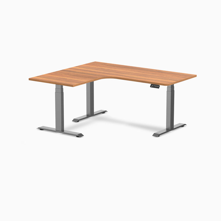 Desky L-Shape Curved Laminate Sit Stand Desk