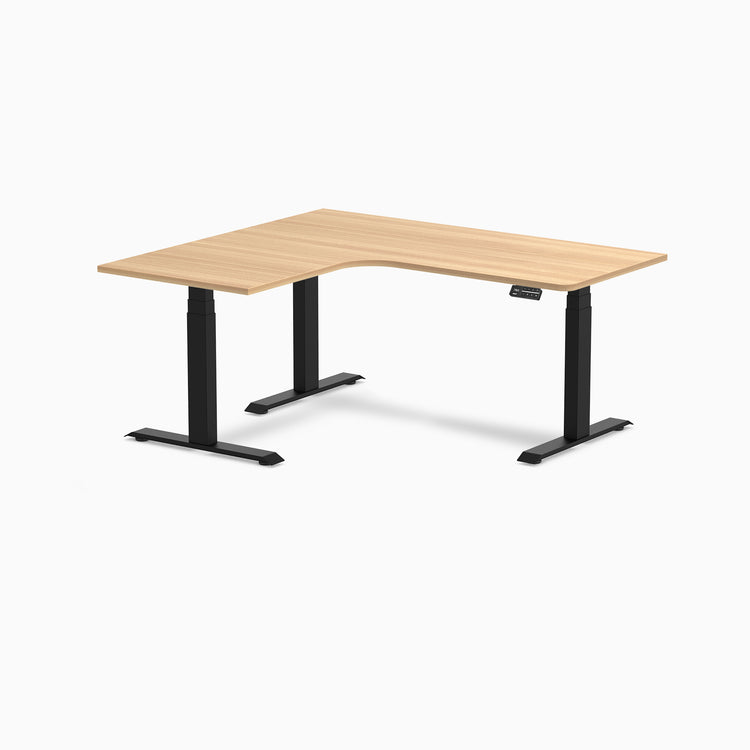 Desky L-Shape Curved Laminate Sit Stand Desk