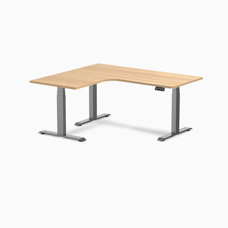 Desky L-Shape Curved Laminate Sit Stand Desk