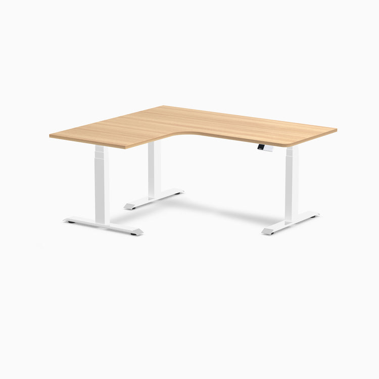 Desky L-Shape Curved Laminate Sit Stand Desk
