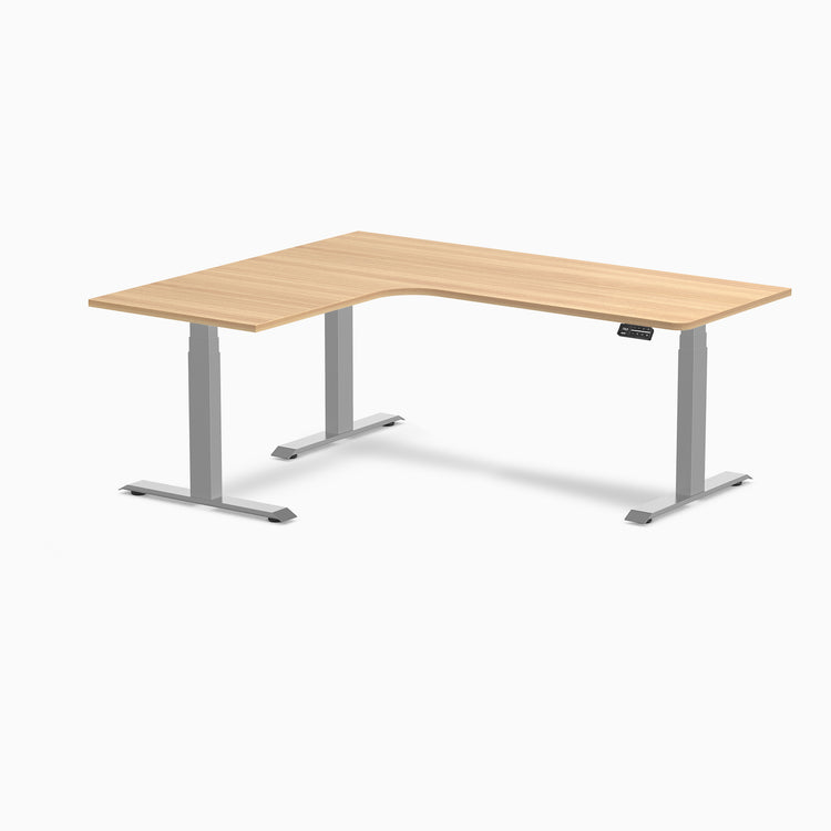 Desky L-Shape Curved Laminate Sit Stand Desk