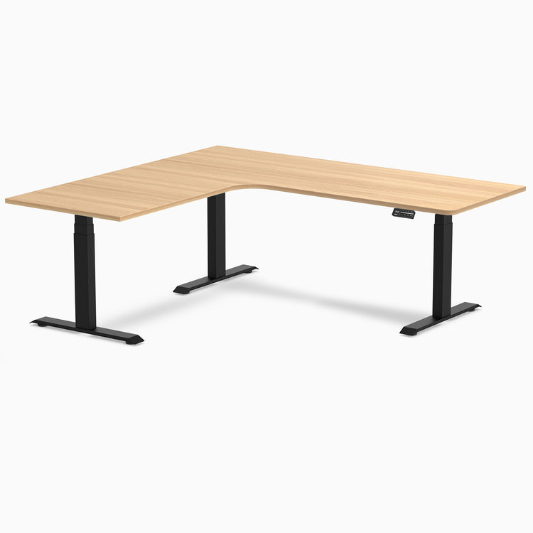 Desky L-Shape Curved Laminate Sit Stand Desk