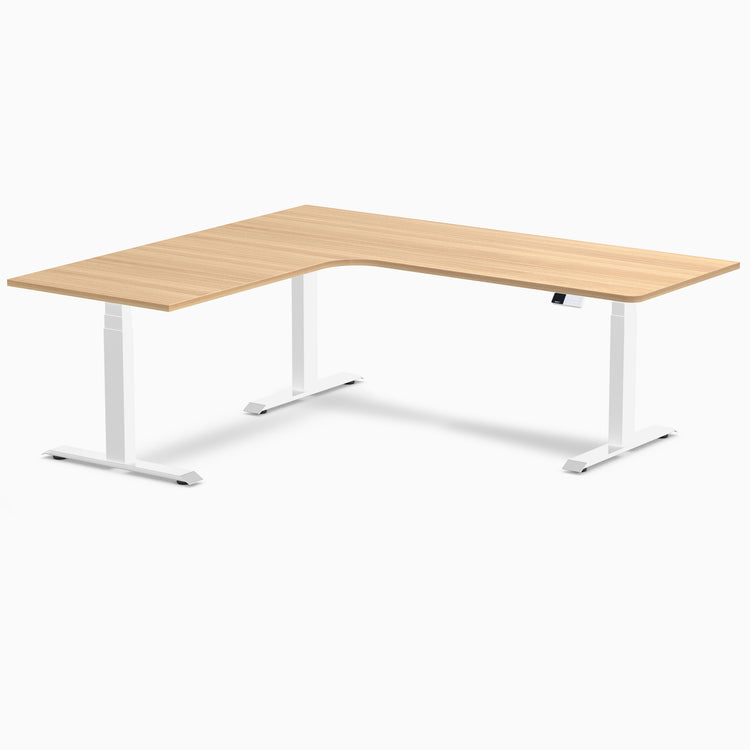 Desky L-Shape Curved Laminate Sit Stand Desk
