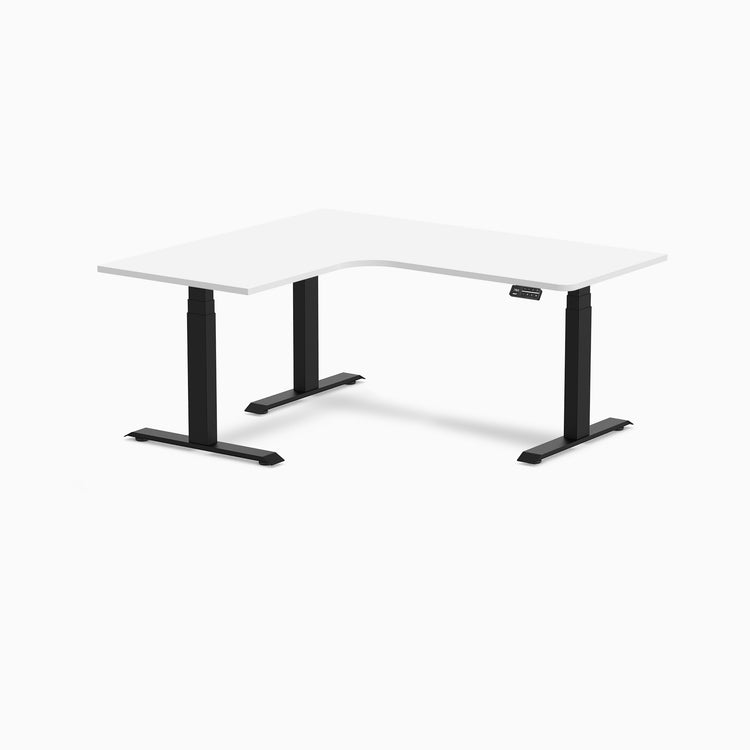 Desky L-Shape Curved Laminate Sit Stand Desk