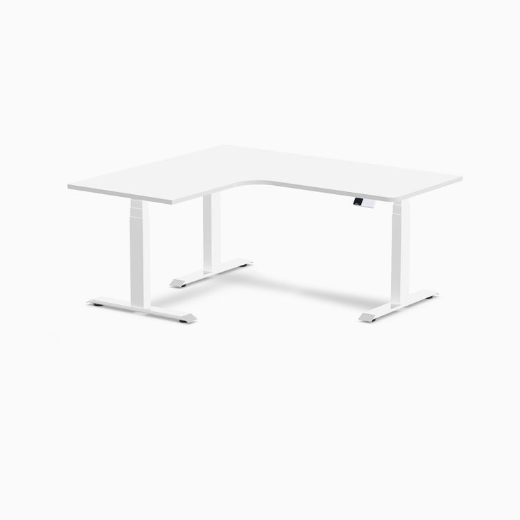Desky L-Shape Curved Laminate Sit Stand Desk