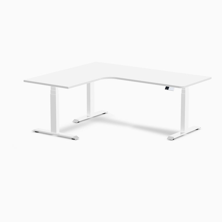 Desky L-Shape Curved Laminate Sit Stand Desk