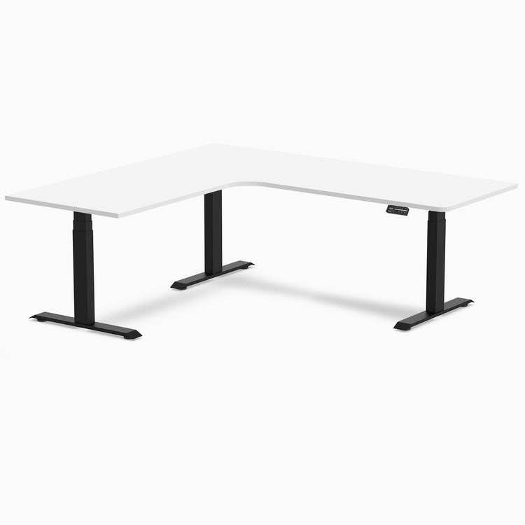 Desky L-Shape Curved Laminate Sit Stand Desk