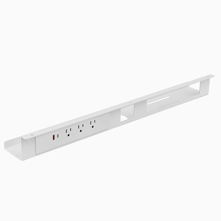 Desky mini cable and power tray in white 3 power