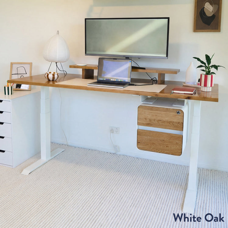 Desky Minimal under desk cabinet in hardwood white oak