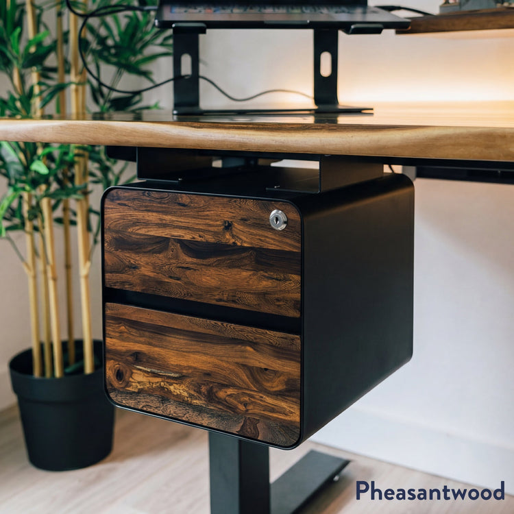 Desky Minimal under desk cabinet in hardwood pheasantwood