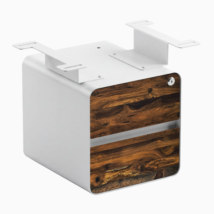 Desky minimal under desk cabinet white frame, pheasantwood front