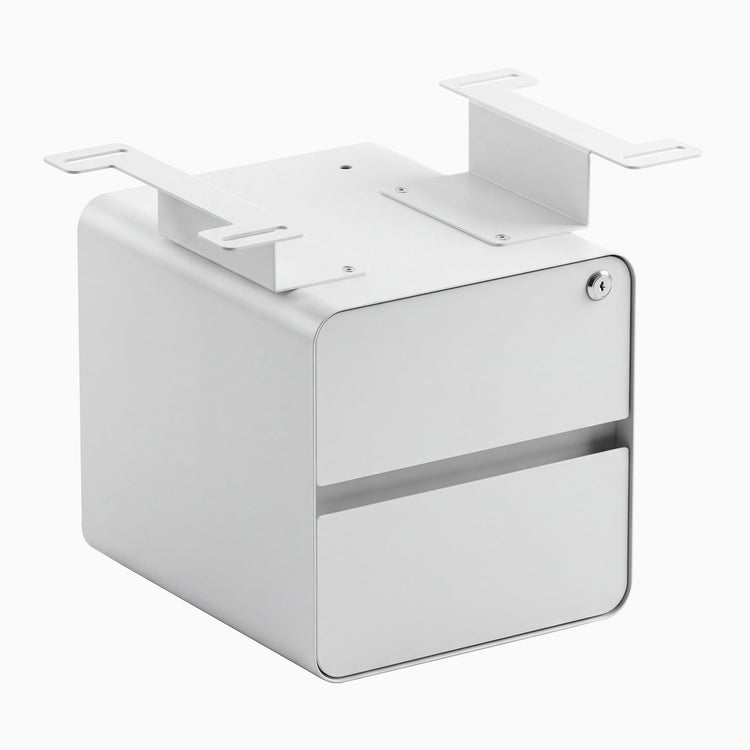 Desky minimal under desk cabinet white frame, white front