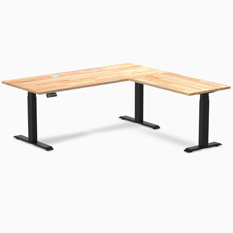 Desky Rubberwood L-Shape Sit Stand Desk