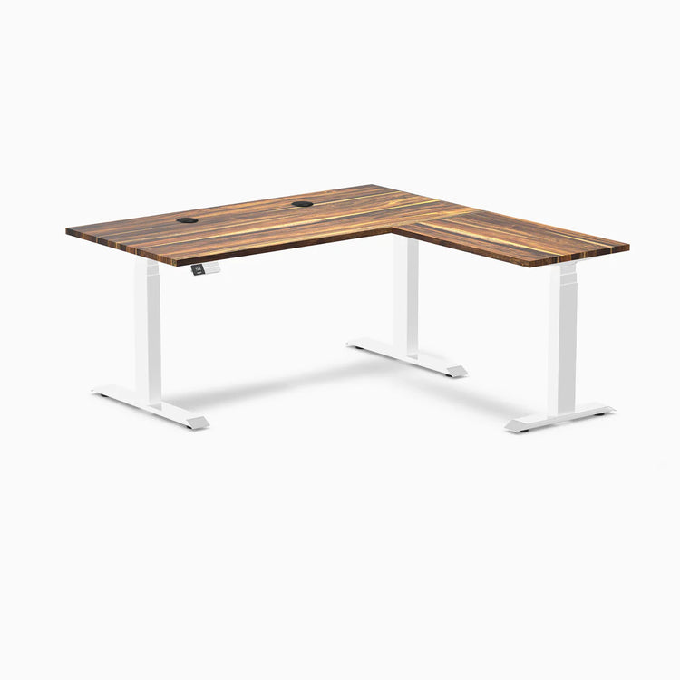 Desky Hardwood L-Shape Sit Stand Desk