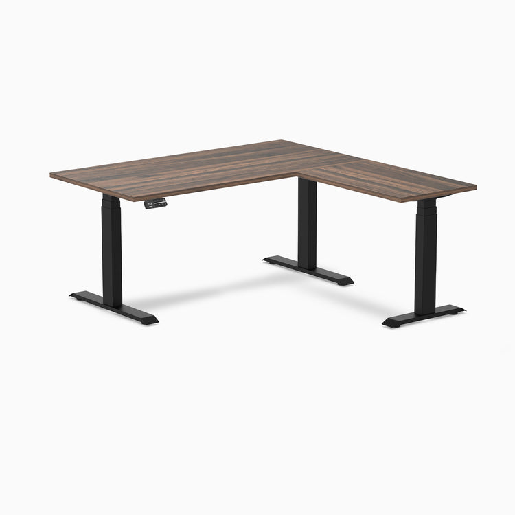 Desky L-shape dual 1500mm jarrah in black