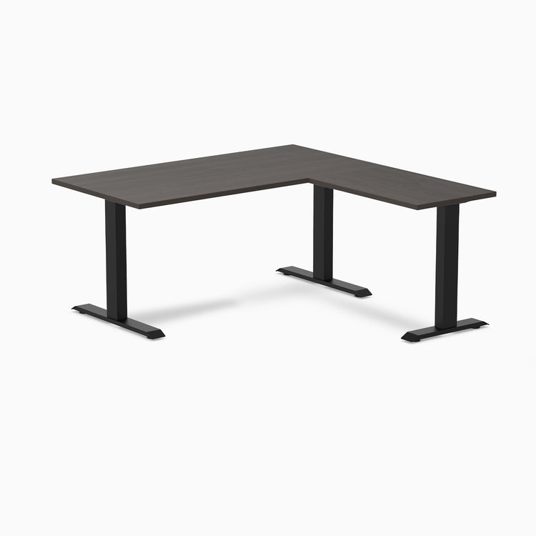 zero laminate L-shape 1500mm in burnished with black legs