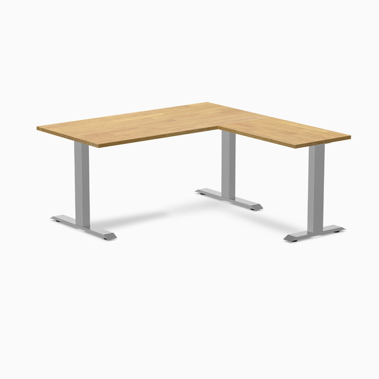 L-shape zero rubberwood fixed light oak 1500mm with gray legs
