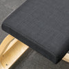 Desky Kneeling Chair with dark grey mesh cushion and light beechwood frame on a grey carpet.