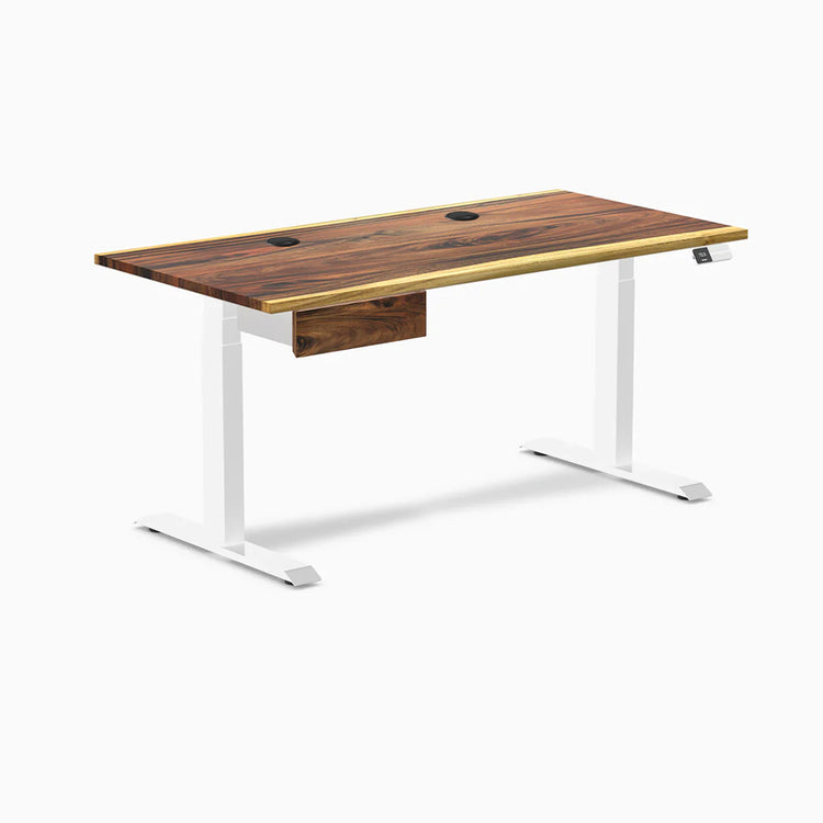 Desky Dual Hardwood Standing Desk With Drawer